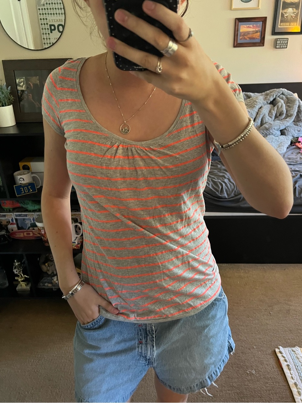 Grey striped tee
